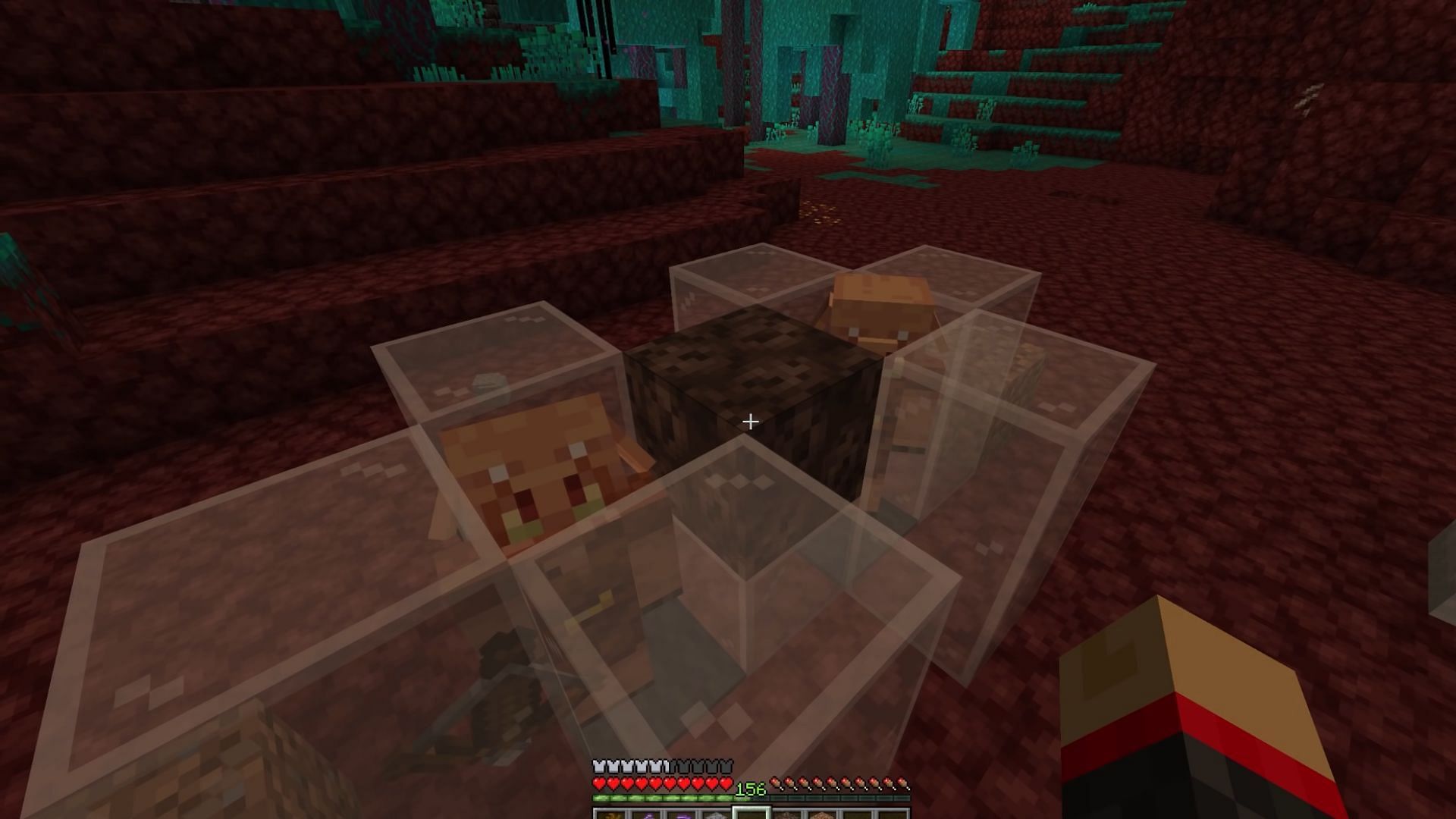 Trap two piglins in the farm and place name tags on them so that they don't despawn in Minecraft (Image via YouTube/Shulkercraft)